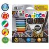 Фломастеры набор из 8 цветов Carioca "Metallic FineMarker" металлизированные