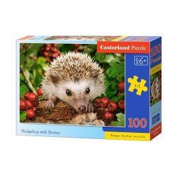 Puzzle 100 pieces. Hedgehog with Berries. Castorland