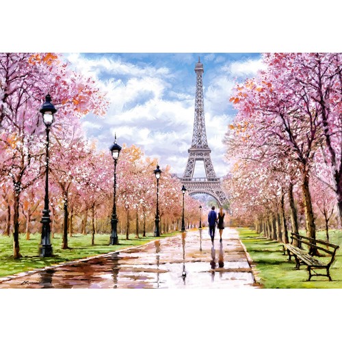 Puzzle 1000 pieces. Romantic Walk in Paris. Castorland