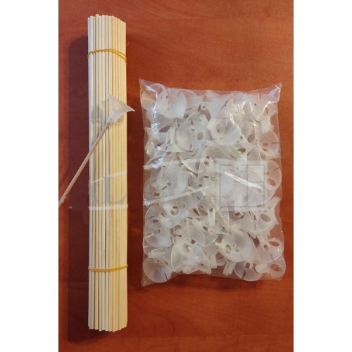 Wooden sticks with balloon holders (100 pcs.)