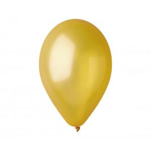 Yellow metallic balloons Ø 23 cm, set of 100 pieces.