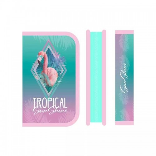 Single-section pencil case "Flamingo with glasses"