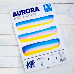 Альбом-склейка для акварели Aurora Cold 300гр/м, целлюлоза 100%, А3, 12л