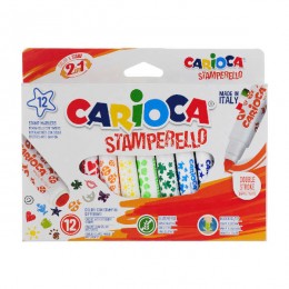 Carioca, Stamperello, 12 krāsas, flomasteri ar zīmodziņiem