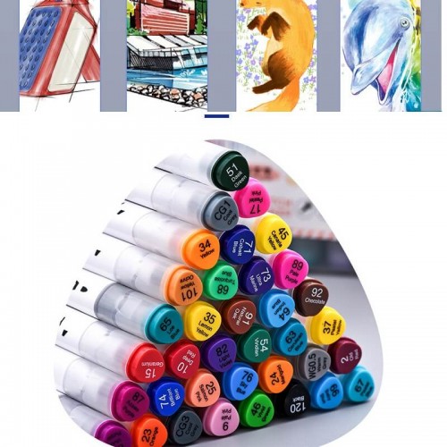 Set of professional alcohol double-sided markers NORA 36 colors in a case / sketch markers