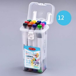Set of professional alcohol double-sided markers NORA 12 colors in a case / sketch markers