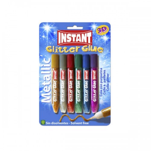 INSTANT GLITTER GLUE, METTALIC, 6 Colors, Adhesive