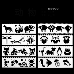 Stencil "Animals", plastic (8 pcs., 5.5x18.5cm)