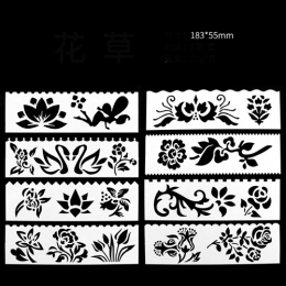 Stencil "Flowers", plastic (8 pcs., 5.5x18.5cm)