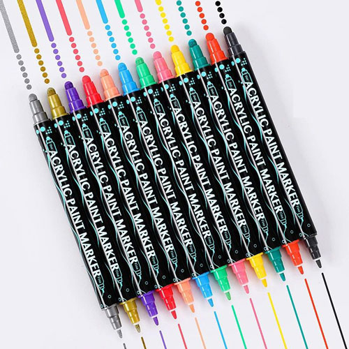 Set of acrylic dual-tips markers "JiMiao" (12 colours) 