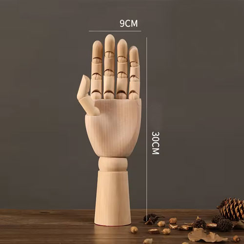 Wooden left hand, 30 cm.