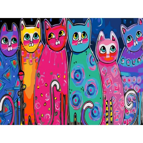 Painting by numbers “Colored cats” 30x40 cm 