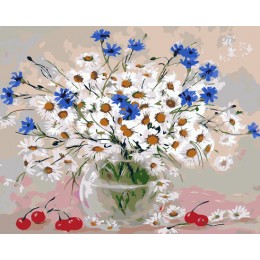 Painting by numbers “Daisies and cornflowers” 40x50 cm