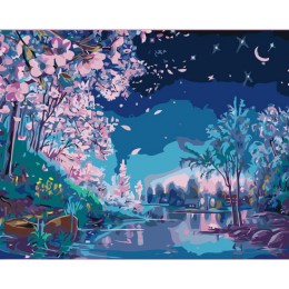 Painting by numbers “Sakura by the river” 40x50 cm 