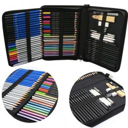 Set of colored pencils with accessories in a pencil case (72 pcs.)