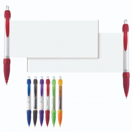 Pen – “cheat sheet” blue ballpoint with pull-out banner for notes 