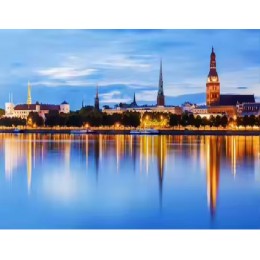 "Рига. Набережная Даугавы" Алмазная мозаика на подрамнике, 40х50 см 