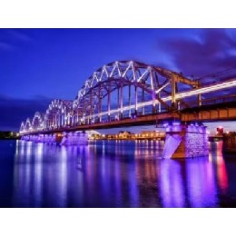 "Рига. Железнодорожный мост" алмазная мозаика на холсте с подрамником, 40х50