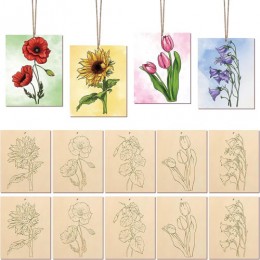 Набор для рисования деревянные дощечки 10 шт. "Цветы"
