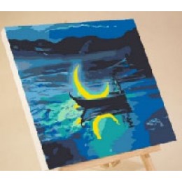 Glezna ar numuriem "Mēnesgaisma virs ūdens" 20x20 cm