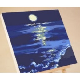 Glezna ar numuriem "Mēness gaismas taka uz ūdens" 20x20 cm
