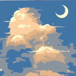 Glezna ar numuriem "Mēness mākoņos" 30x30 cm