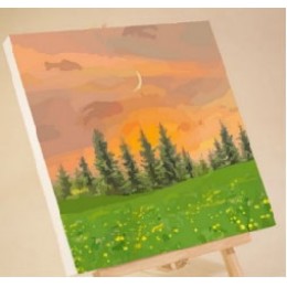 Glezna ar numuriem "Vasaras vakars pļavās" 30x30 cm