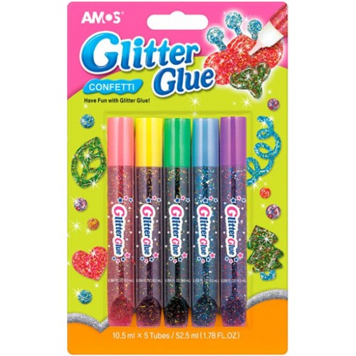 Клей оформительский "Конфетти" с блестками. 5 шт. 