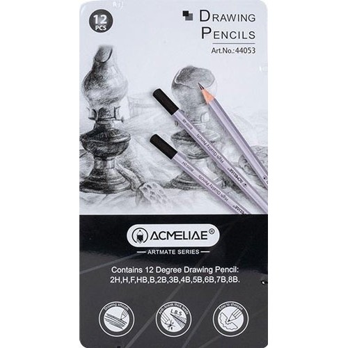 Набор чернографитных карандашей Acmeliae (12 шт. в металлическом пенале)