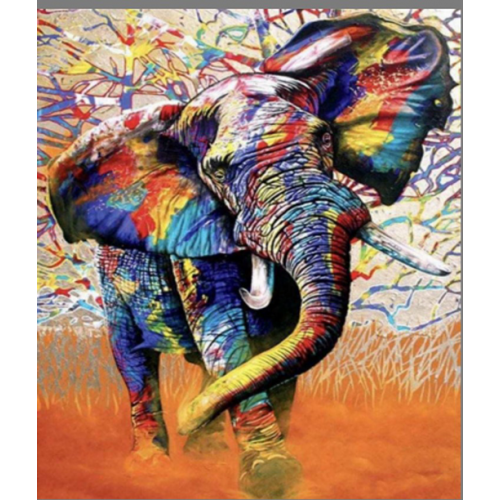  "Rainbows elephant" Diamond mosaic on frame, 40x50