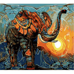  "Elephant and sunset" Diamond mosaic on frame, 40x50