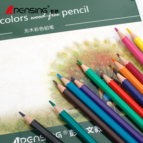 A set of coloured pencils, 24 colours in metal packaging