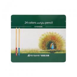 A set of coloured pencils, 24 colours in metal packaging
