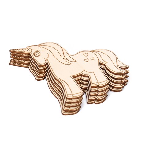 Wooden board creative works (giraffe, elephant, donkey, unicorn), 10pcs.