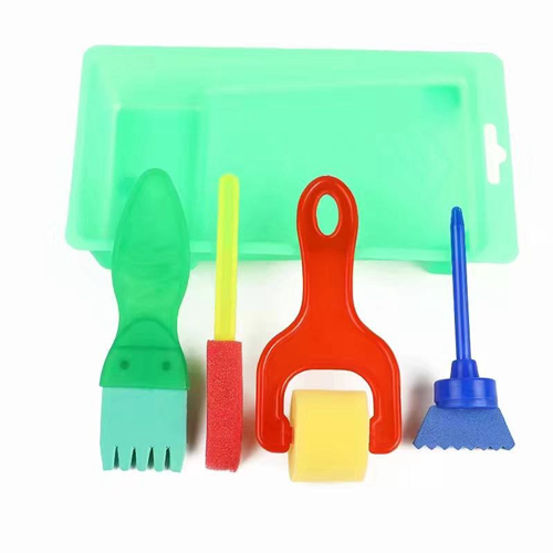 Set of brushes and rollers with plastic handle, 4 pcs.