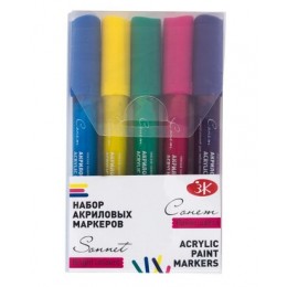 Set of acrylic markers Sonnet "Bright colors", 5 colors. 3K Nevsky Palette