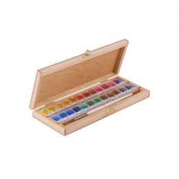 Watercolors in a wooden box White nights  (24 colors + brush)