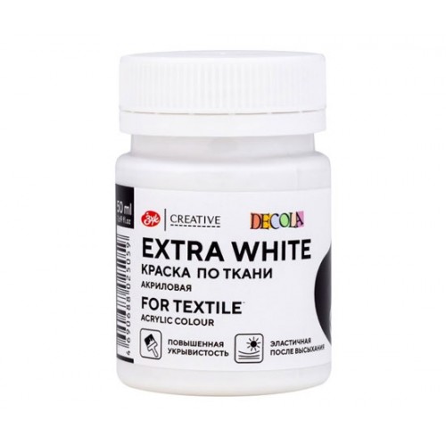Акриловая краска по ткани DECOLA, EXTRA Белая, Nr.110, 50 мл.