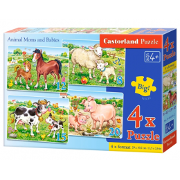 Пазл "Домашние животные - мамы и их детки", Castorland (4 in 1)