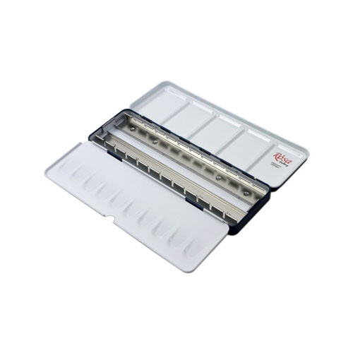 Пенал для акварели на 14 кювет с палитрой, Rosa Gallery, металлический