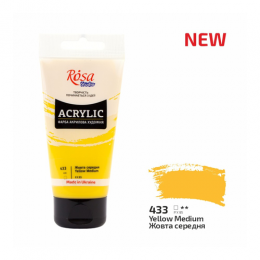 Acrylic paint ROSA Studio, Yellow medium No. 433, 75 ml.