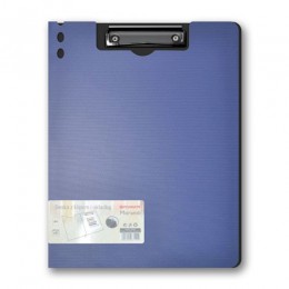 A4 clipboard folder with top clip and blue cover 