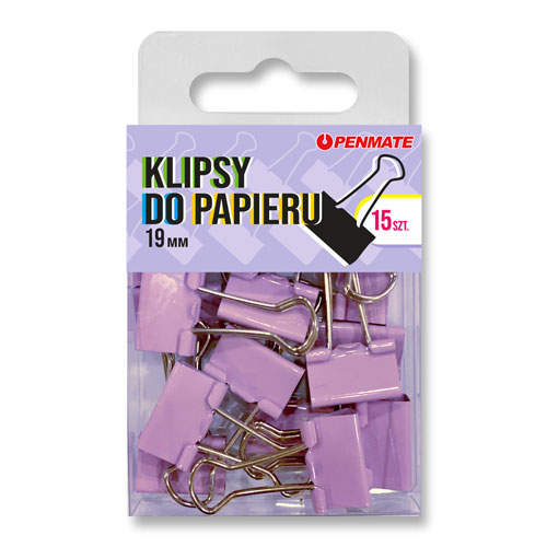 Clips PENMATE 19 mm 15 pcs. (purple)