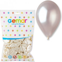 White metallic balloons Ø 26 cm, set of 100 pieces 
