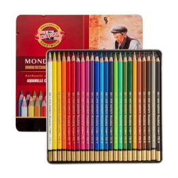 Akvareļu zīmuļi metālā kastītē KOH-I-NOOR MONDELUZ, 24 krāsas